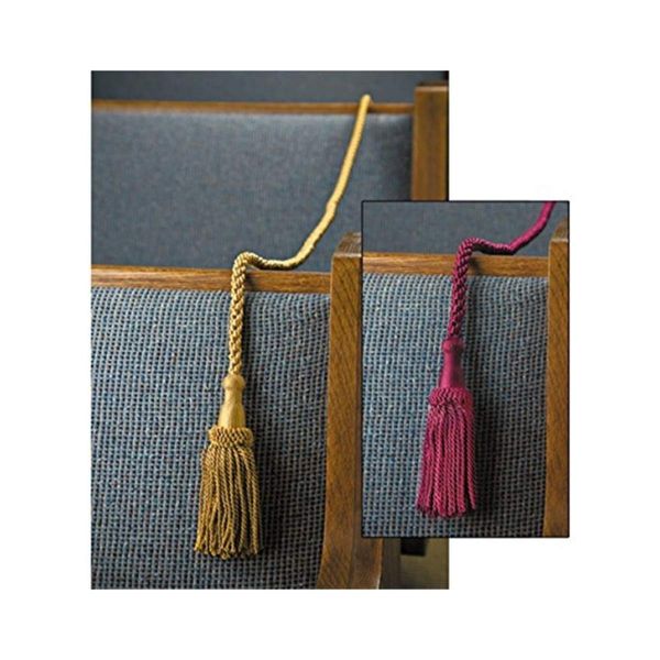 (2.4m, Gold) - Pack of 2 Weighted Pew Reservation Rope with Tassels, Gold, 2.4m