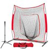  Pro-Style Batting Tee +Baseball Softball 7'×7' Practice Net w/Bag and Bow Frame