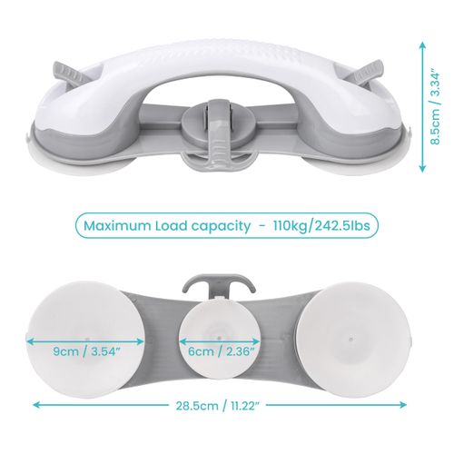 Belle Vous 2 Pack of Handicap Grab Bar Rails with 3 Suction Cups - Safety Handle Disability Support Bar for Bathroom, Shower & Bathtubs - Mobility Aid Hand Rail Accessories for Elderly/Seniors