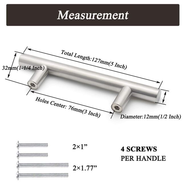 Probrico Brushed Nickel Finish One Hole Kitchen Cabinet Handles Stainl