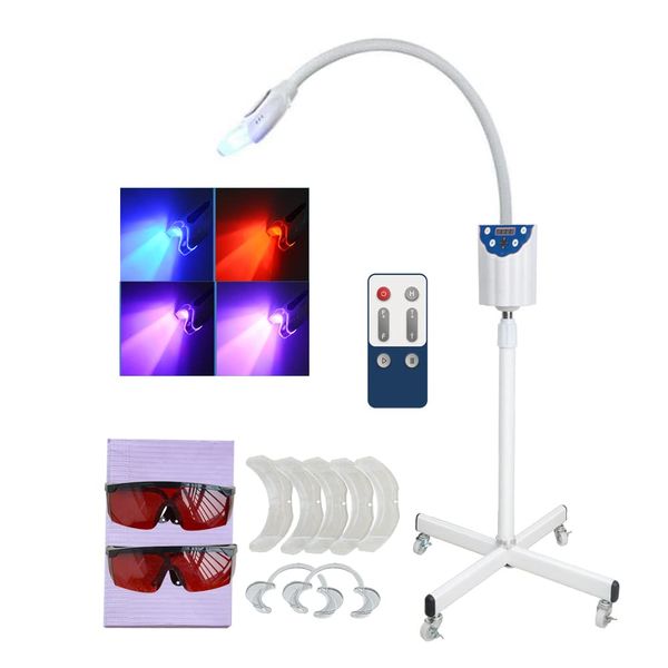 Pevor Dental Teeth Whitening Lamp Remote Teeth Whitener 6 LED Cold Light Teeth Bleaching System Tooth Bleaching Accelerator Set LED Teeth Whitening Machine with 4 Colors Light