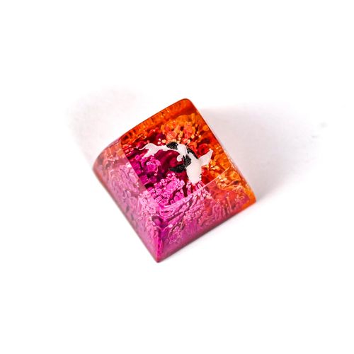 OTAKU KRAFT Black Koi Ember Twilight Background Ocean Keycap Custom Keyboard Key caps Cute Keycap Artisan Keycaps Aesthetic Key Cap Ocean Gifts Cherry MX Mechanical Keyboard SA Profile 1U