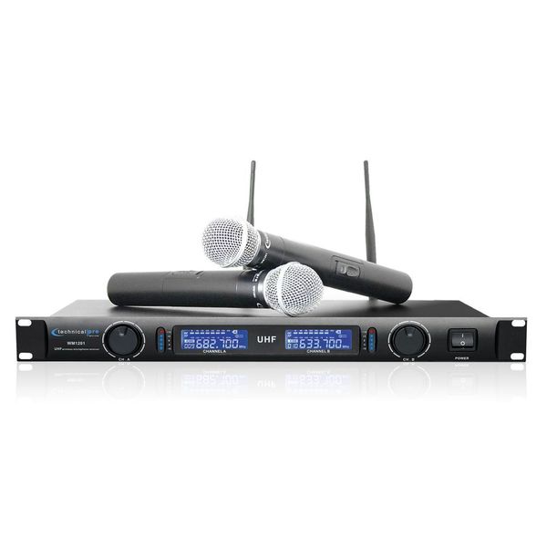 Technical Pro WM1201 Professional 2-Channel UHF Dual Wireless Microphone System