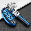 Full Cover TPU Leather Blue Keyless Entry Key Holder Shell Case For Nissan