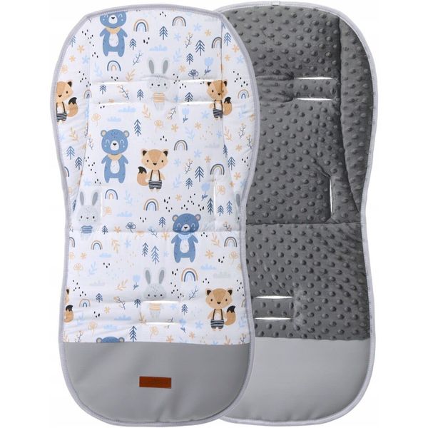 Universal Double Sided Pram Seat Liner Pushchair Buggy Graphite/Forest Friends