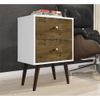 Manhattan Comfort Liberty 2-Drawer Solid Wood End Table in White/Rustic Brown