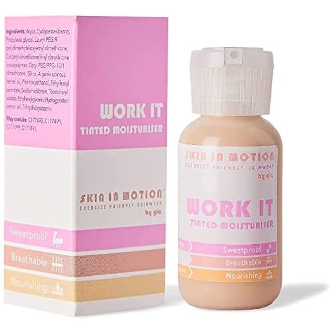 Skin in Motion | Work It Sweatproof Tinted Moisturiser With Long Wearing Buildable Coverage, Menopausal Makeup, Everyday Hydrating Tinted Moisturiser | Shade 1.0, Light