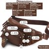 Fanny Pack Waist Bag Multifunction Genuine Leather Hip Bum Bag Travel Pouch for Men and Women- Multiple Pockets & Sturdy Zippers Ideal for Hiking Running And Cycling (Brown)