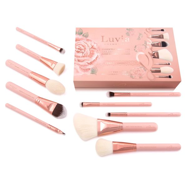 Luvia Makeup Pinsel-Set - 10 Make Up Kosmetikpinsel Inkl. Schminktasche Für Schminkpinsel & Kosmetik - Rosegolden Vintage Brush Set - Vegane Kosmetik – Profi Pinselset In Nude - Schminke