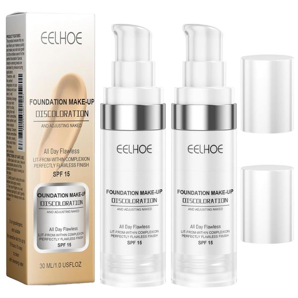 2 Stück Foundation Color Changing Farbwechselnde Foundation für Reife Haut Color Changing Foundation Warm Skin Tone Foundation Feuchtigkeitsspendende Basis-Concealer Abdeckung