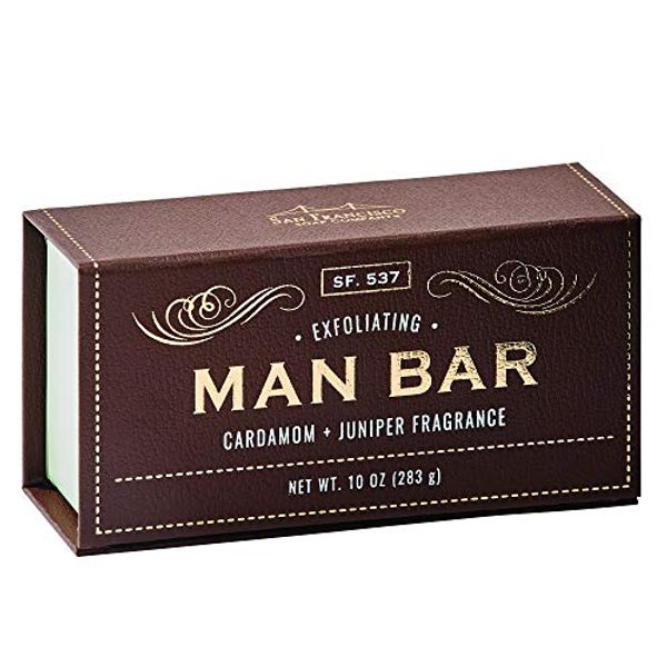 San Francisco Soap Company Exfoliating Man Bar, Cardamom & Juniper, 10 Ounce