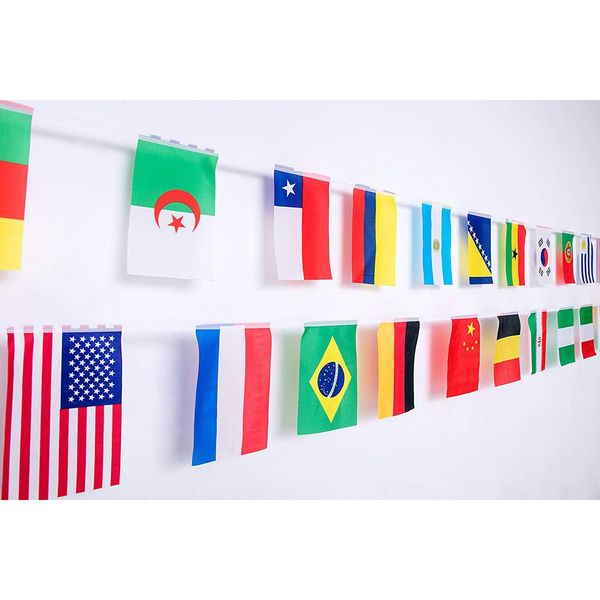 World Flags,International Flags,100 Countries Pennant Banner String National Flags For Classroom Garden Olympics Festival Grand Opening Bar Sports Clubs Party Events Decorations