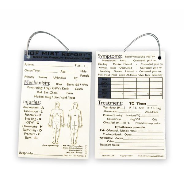 Operator Mist Casualty Treatment Card