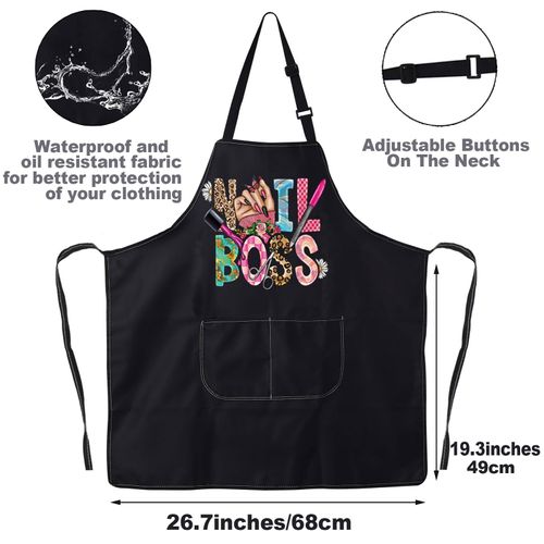 MYSOMY Grembiule per nail tech, con tasche, grembiule per nail art, grembiule per nail art, per tecnici delle unghie, regali per salone di bellezza, per donne, capo chiodo, Taglia unica