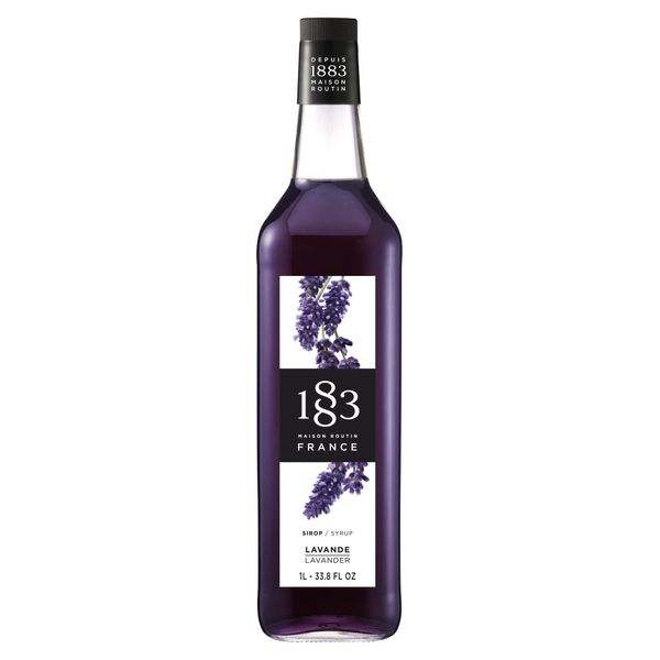 1883 Lavender Syrup - Flavored Syrup for Hot & Iced Beverages - Gluten-Free, Vegan, Non-GMO, Kosher, Preservative-Free, Made in France | Glass Bottle 1 Liter (33.8 Fl Oz)