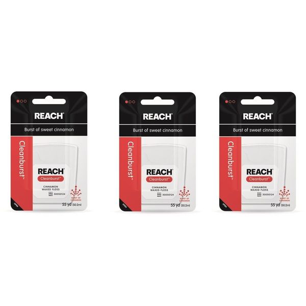 Reach Floss Cleanburst Cinnamon Waxed Floss 55 yds (3 Pack)