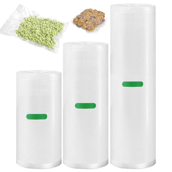 Vakuumbeutel Lebensmittel, Vakuumierbeutel für alle Vakuumierer, Rollen Vakuumierbeutel, 3PCS 12/15/20 x300cm Vakuum-Beutel für Vakuumiergerät Sous Vide Einschweißfolie