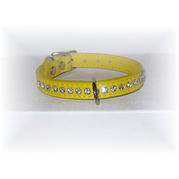 OmniPet Signature Leather Crystal and Leather Dog Collar, 14", Yellow