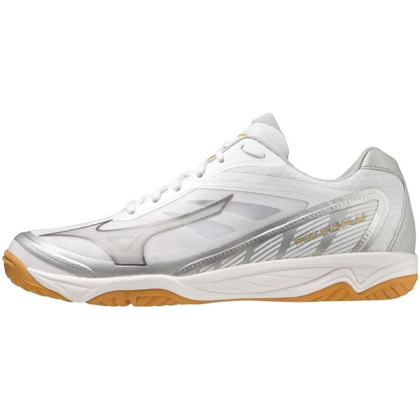 Mizuno FLY Volleyball Shoes, Club Activities, Indoor, Wide, Lightweight, Indoor, white/silver/gold