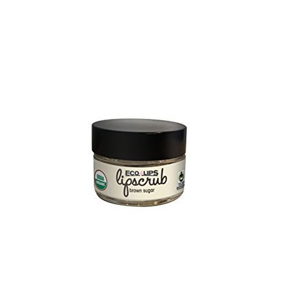 Eco Lips Brown Sugar LIP SCRUB 2 Pack - 100% Organic Lip Care Treatment with Organic Sugar and Coconut Oil - Gently Exfoliate and Polish Dry, Flaky Lips, 100% Edible 0.5oz jars