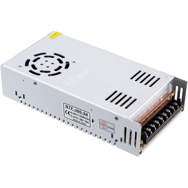 BTF-LIGHTING 24V 15A 360W Power Adapter Transformer Regulated Switch Power Supply AC110V-220V to DC24V 15A Converter LED Driver for LED Light Strip 3D Printer CCTV Camera Security System