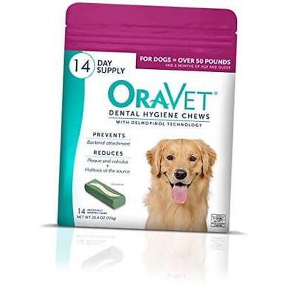 Dental Chews for Dogs, Oral Care and Hygiene Chews (Large 14 Count (Pack of 1)