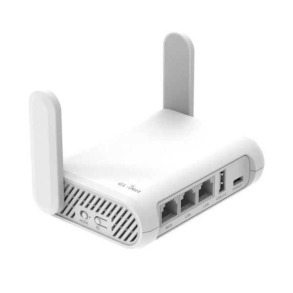 GL.iNet GL-SFT1200 (Opal) Secure Travel WiFi Router, AC1200 Dual Band Gigabit Ethernet Wireless Network, IPv6 USB 2.0, Repeater Bridge Access Point Mode, Router for Public Use, Easy Setup with Guide