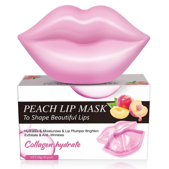 Lippenmaske,Lippenpads,Lippen-Maske,Lip Mask,Moisturizing Lip Pads,Lippe Schlafen Maske, für Lippenpflege,Geeignet für Trocken und Rissige Lippen,20 Stück (Pfirsich)