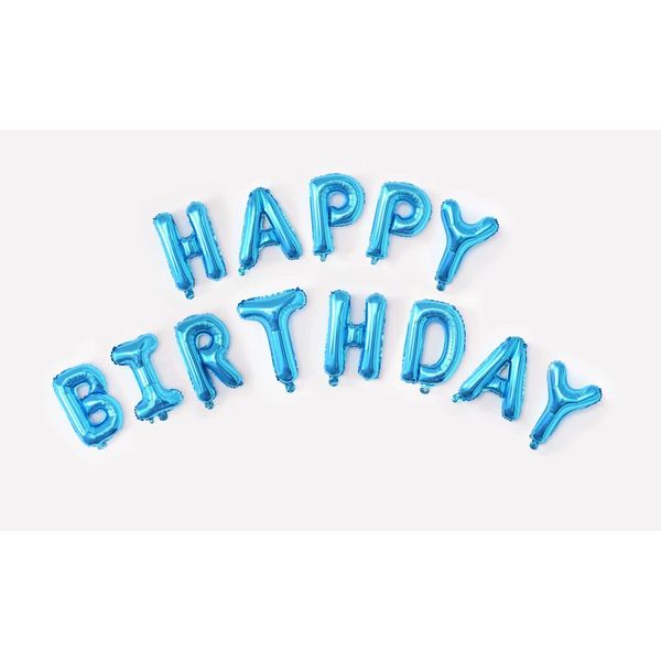 Blue Happy Birthday Banner Foil Balloon, 2m (2 pack)