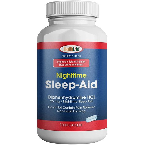 HEALTH LFE HealthLife® Sleep Aid (Diphenhydramine HCl Caplets, 25 mg ) 1000 caps