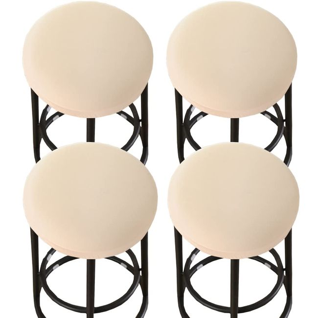 HFCNMY Stool Covers Round,4 Pack Stretch Round Bar Stool Covers Washable Bar Stool Seat Covers Stool Cushion Slipcover Elastic Bar Chair Covers for 13-20 Inch Chair (Beige)