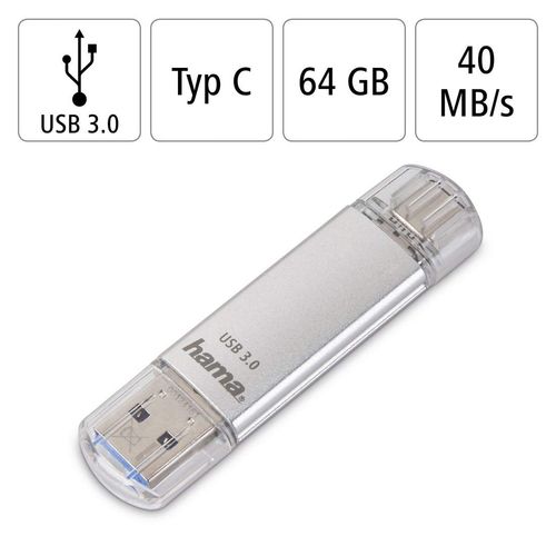 Hama USB flash drive with USB 3.0 & USB 3.1 type C