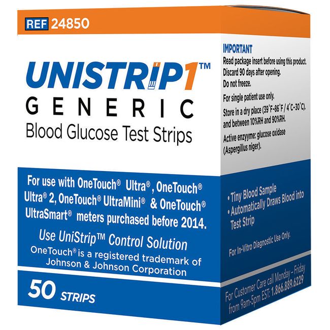 Generic Blood Glucose Test Strips 50 Count Box