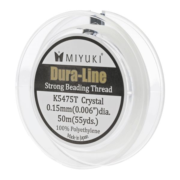 Miyuki Dura-Line Beading Thread – Durable Braided String, Crystal, 0.15 mm in Diameter, 50-Meter Spool