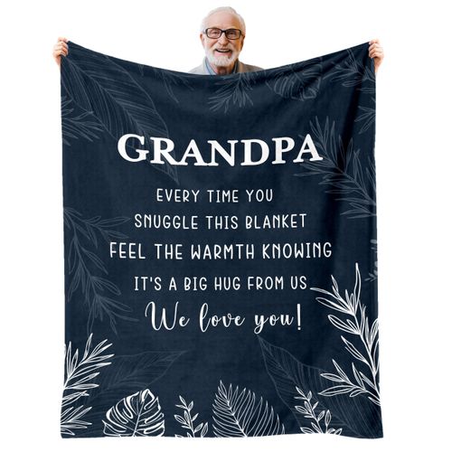 AJIIUSV Grandpa Gifts Blanket, Birthday Gifts for Grandpa from Grandchildren, Best Grandfather Gift for Fathers Day Christmas Thanksgiving Throw Blanket 60"x 80"
