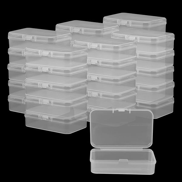 MANCHAP 30 Pack Mini Bead Storage Box, 7.5 x 5 x 2cm Clear Plastic Beads Containers Storage Case for Jewellery, Beads