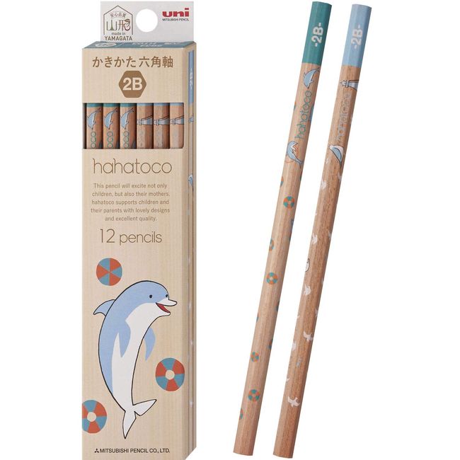 Mitsubishi Pencil Hahatoko HT03 2B Hahatoko Dolphin & Seagulls 1 Dozen K56342B