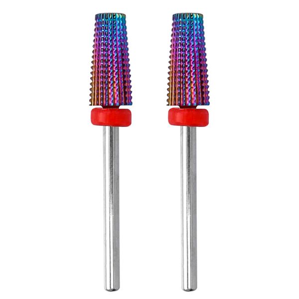 Bestgle 2Pcs Nail Drill Bits, 3/32 Tungsten Steel Tapered Nail File Drill Bits for Electric Nail Drill Manicure Machine Pedicure Nail File Accessories (F Fine Grit）