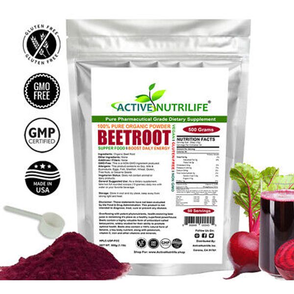 18oz Organic Beet Root Powder Raw Non GMO Pure Beta Vulgaris Nitric Oxide Booste