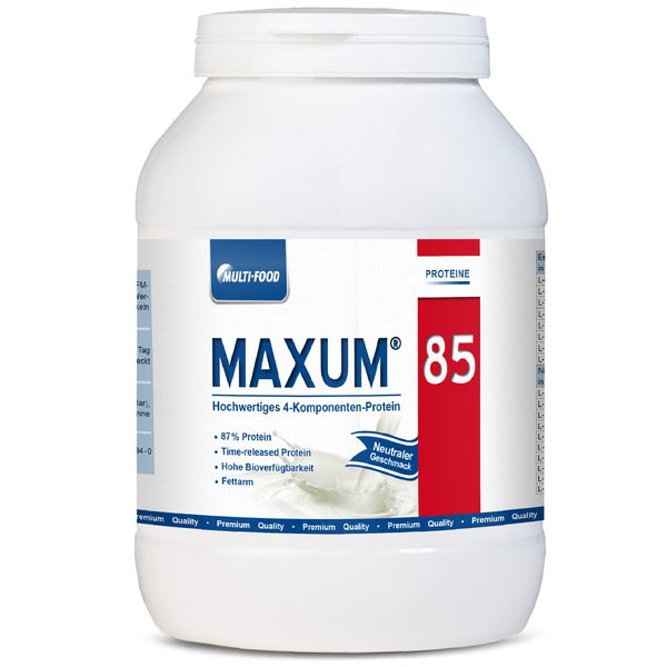 Hochwertiges Mehrkomponenten Protein Pulver - Maxum 85 - Eiweiss Protein Pulver für Muskelaufbau und Regeneration - Ideal für deinen Protein Shake - Perfektes Eiweißpulver (Neutral, 750 g Dose)