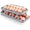 Egg Holder for Fridge, Double Rows Egg Dispenser for Refrigerator, Automatic Egg
