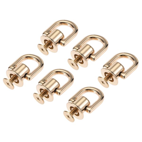 sourcing map 12x10mm Ball Post Head Button Studs with D Ring for DIY Light Gold 6pcs