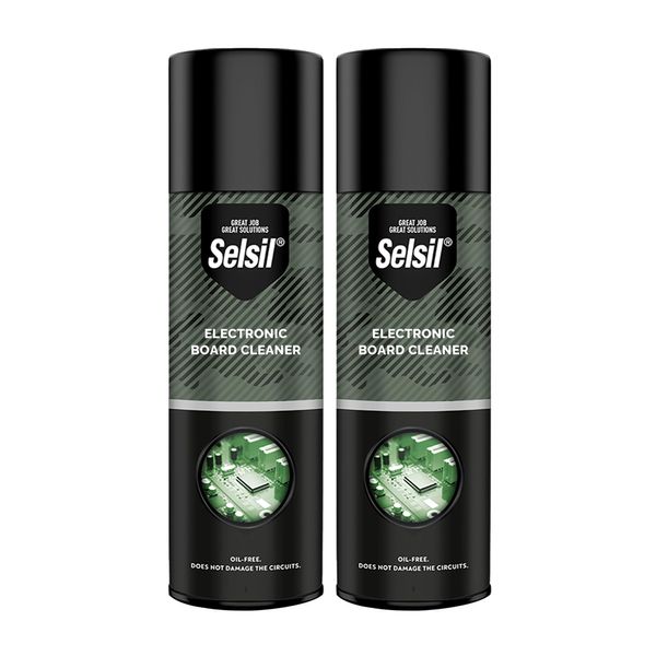 selsil Electronics Cleaner Spray, 2 x 17 fl oz, Contact Cleaning of Circuit Boards & Electronics - Plastic Safe, Fast-Drying, Antistatic, Grease-Free, For Computers & More (2 Pack)