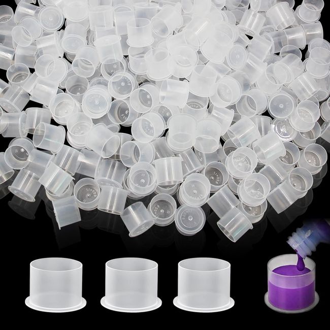 Narkysus 1000pcs Small Ink Caps Disposable Tattoo Ink Cups with Base Clear Plastic Pigment Caps Cups Permanent Makeup Container Cups for Tattoo Ink and Pigment