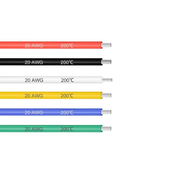 uxcell Silicone Wire, 600 Volt, 20 AWG Wire Strand, Copper Wire, Flexible Wire, 3.3 ft (1 m), 6 Colors, 1 Pack