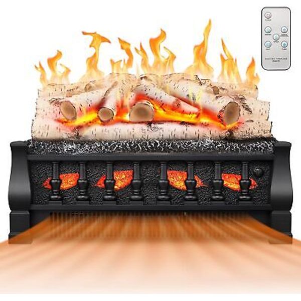 21 Inches Electric Fireplace Insert Log Heater, 5 Flame Brightness, Aspen