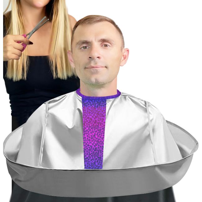 Family’s Haircut Capes Umbrella Barber Salon Cape Waterproof Umbrella Catcher Hairdresser Gown Apron Men Women Hairdressing Supplies (Pink-purple)