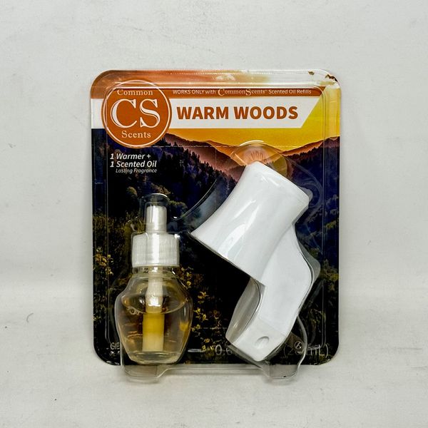 COMMON SCENTS SCENTED OIL WARMER + REFILL WARM WOODS 0.67 OZ