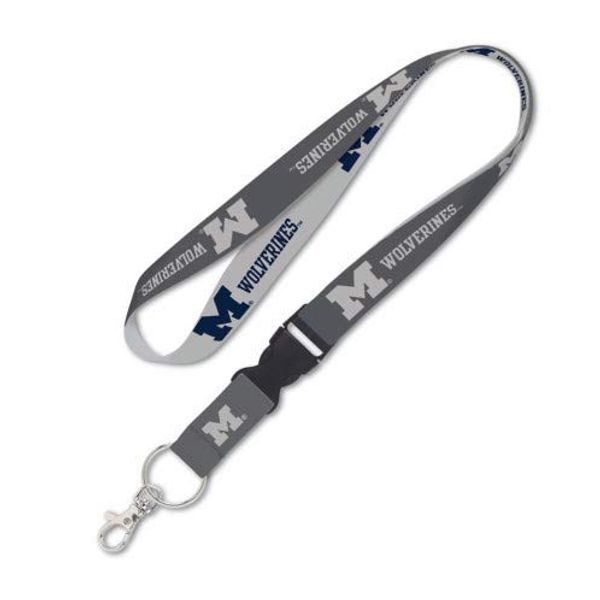 WinCraft Michigan Wolverines Lanyard with Detachable Buckle, 1" - Michigan Blue and Grey