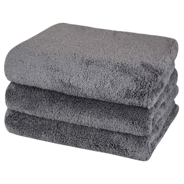 SINLAND Microfiber Hand Towel for Bathroom Super Soft Makeup Remover Cloth Washcloth for Home Spa Sports Face Cleansing Towel 16Inch x 30Inch Grey 3 Pack